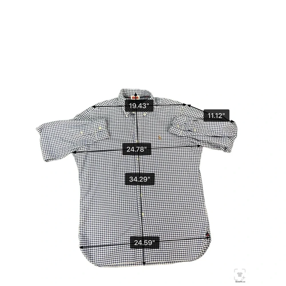 Ralph Lauren Mens Classic Fit Gingham Button Down Shirt Navy White Large